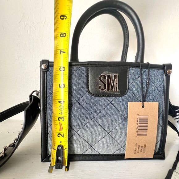 Steve Madden BNIKO-D Denim Tote Crossbody Bag - Blue/Black - NEW!! - Picture 13 of 15